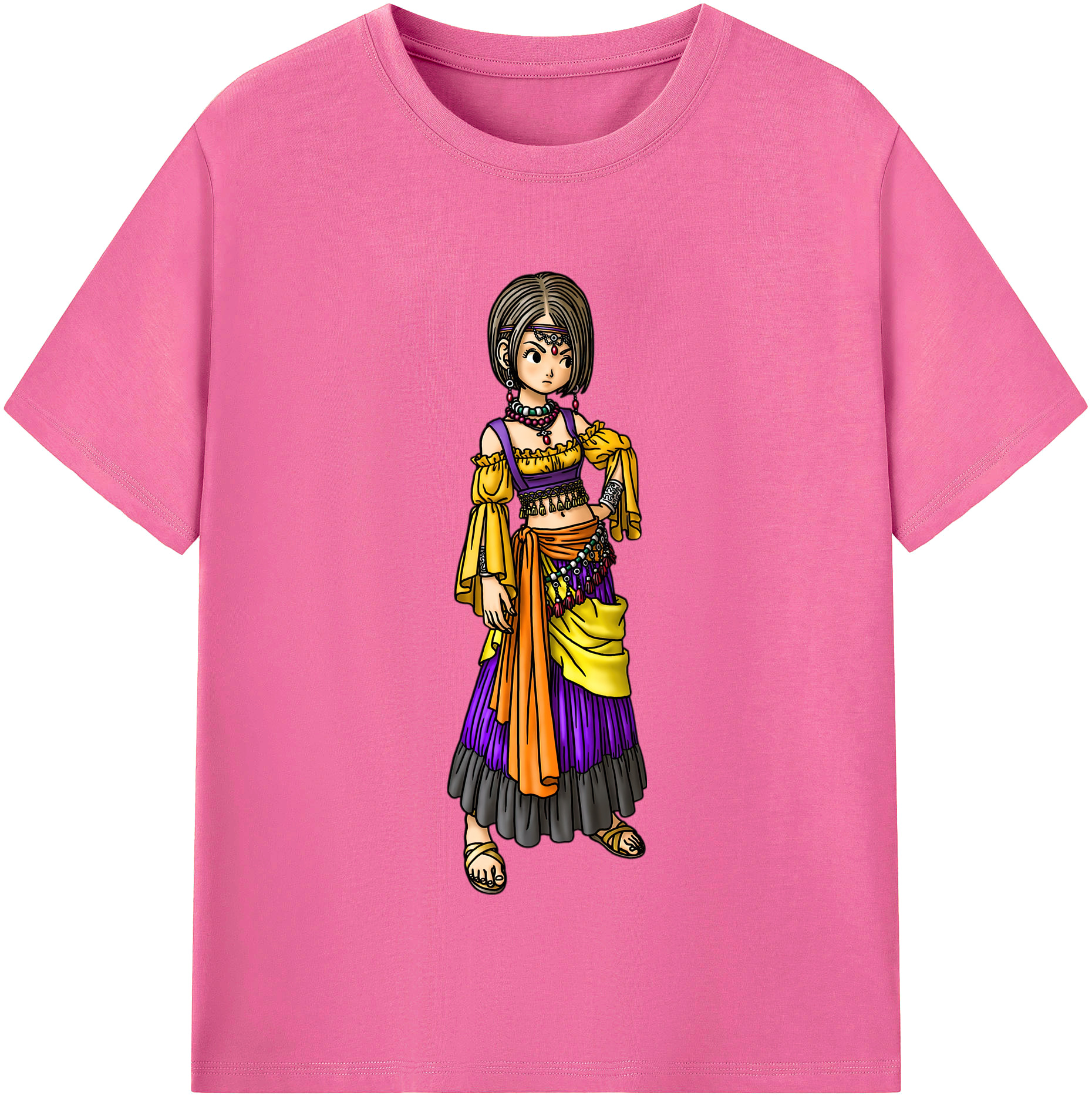 （画像用） ドラゴンクエスト Doragon Kuesuto Dragon Quest レディースカジュアルプリントTシャツ（綿100％）